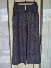 Anthropologie Eva Franco Size 4 Pants Blue Sequin Wide Leg NWT $ 168.00