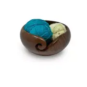 Ajuny Handmade Large Wooden Yarn Bowl with Holes Crochet Wool Ball Holder Ele
