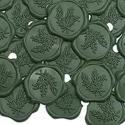 Wax Seal Stickers 50pcs, Andotopee Botanical Rosemary Envelope Seal Stickers, Self-Adhesive Olive Green Wedding Invitation Stickers, Real Sealing Wax Pre-Made, Great for Letter Seal, Gift Wrapping