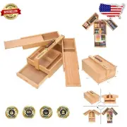Versatile Foldable Artist Tool Storage Box with Sliding Drawer and Compartments