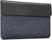 Lenovo Yoga Laptop Sleeve for 14-Inch Computer, Leather and Wool Felt, Magnetic Closure, Accessory Pocket, GX40X02932, Black