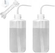 ORIMERC 2 Pack 500mL Watering Bottle with 15ft Self-Watering Wick Cord for Indoor Plants, Succulents, Cacti, Bonsai, Terrariums, Orchids, Seedlings, Lab Wash - White, Plastic, LDPE