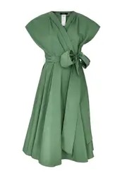 Max Mara Weekend Giambo Belted Taffeta Midi Wrap Dress - Green - 8 (UK8 / S) 8 (UK8 / S)