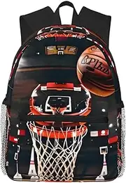 Wurton Basketball Print Unisex Backpack Trendy,Durable Travel Bag Sports Beach Backpack Lightweight Backpack