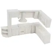 Doll house Miniature cabinet kitchen furniture molds home decor kit White