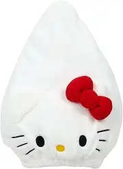 Sanrio 067504 Face Shaped Cap Towel, Hello Kitty, Body: 85% Polyester, 15% Nylon, Ribbon, Face, Filling: 100% Polyester, One Size Fits Most Adults