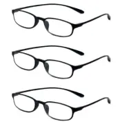 Calabria 718 Flexie Oval Reading Glasses +1.00 Ebony (3pack) Men/Women Bendable