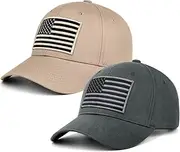 [LCZTN] 2 Pack American Flag Baseball Cap for Men Women,Low Profile USA Plain Dad Hat