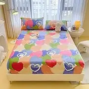 Velvet Fitted Sheet Home Mattress Cover Bedsheet 120x200 Cartoon Style Bedspread,A,21,Single 90x200cm