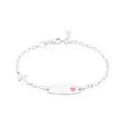 Sterling Silver 16cm Pink Name Bracelet Cross Enamel Kids Bracelet
