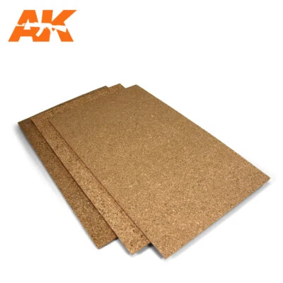 AK-Interactive Cork Sheets - Fine Grained #200 x 300 x 1-2-3mm (3 Sheets)