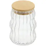 Wavy Glass Storage Tank Jars with Airtight Lids Coffee Bean Container