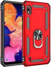 [TiHen] Case Samsung Galaxy A10, with Magnetic Ring Holder 360 Degree Full Body Protective Silicone Personalised Tough Armor Phone Case with Screen Protector for Samsung Galaxy A10 -Red