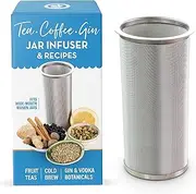 Cold Brew Coffee Filter for Wide Mouth Glass Mason Jars | Fine Stainless Steel Mesh Infuser with Recipes for Making Tea and Botanical Fruit Water Infusions