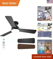Quiet 42in Ceiling Fan with Remote & Dimmable LED Light - Perfect for Bedrooms