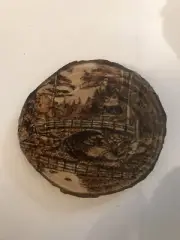 2.5” Hand Burned Pyrography Magnet -Original Composition “Bridges”