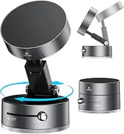 VENINGO Magnetic Vacuum Car Phone Holder, 360° Rotatable Foldable and Retractable Double-Sided Suction Cell Phone Stand Dashboard Mount for Car/Kitchen/Office Mirror Mount Fit All Smartphones, Gray