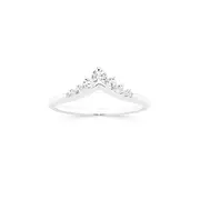 Silver Cz Tiara Ring Size Q in Clear