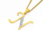 9ct Gold Diamond Initial N Pendant