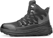[Ayekdeo] Steel Toe Work Boots for Men Non Slip Puncture Proof Safety Work Shoes for Men with Indestructible Construction, Black, 10.5