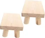 Generic 2Pcs Wooden Step Stool Portable Lightweight Footstool for Safe Rounded Edges for Dining Tables Desks Shoe Changing Sturdy Wooden Construction