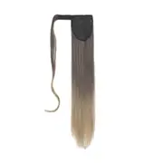 2 Pcs Wrap Ponytail Drawstring Long Straight Hair Extensions Piece Clip In on Invisible HairPiece Heat Proof Synthetic 22Inch