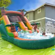 Inflatable Water Slide Pool House Bounce Kids Water Park Playground Castle Box