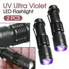 2x 900000LM UV Torch Violet LED Flashlight Blacklight Zoomable Inspection Lamp