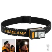 Headlamp LED USB-C rechargeable, red light headlamp with 7 light modes camping