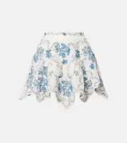 [Agua by Agua Bendita] Agua by Agua Bendita Retrato embroidered linen miniskirt UK 6 white