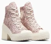 CONVERSE Chuck 70 De Luxe Heel Hi Satin Women's Size 13, Chaotic Neutral/Egret