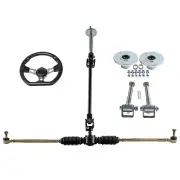 Steering Wheel Kit Gear Rack Pinion Shaft 6" Wheel Hub Spindle For Go Kart ATV
