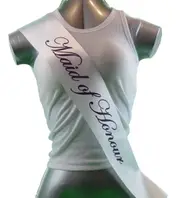 Sashes Hens Sash Party White/Purple - Maid Of Honour