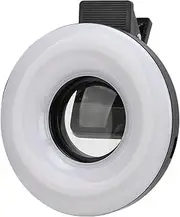 15X Macro Lens for Smartphones, LED Circle Light with Clip, USB Rechargeable, Selfie Light, for Photography, Video Recording (Black)