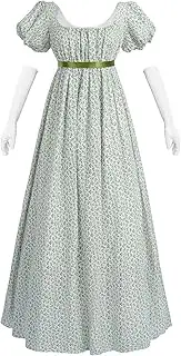 CR ROLECOS Regency Dresses for Women Floral Regency Era Dress Empire Waist Long Tea Party Dress