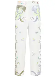Forte_forte Eden Embroidered Linen Trousers - White - 1 (UK 8 / S) 1 (UK 8 / S)