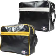 Lambretta Mens Retro Flight Faux Leather Zipped Cross Body Satchel Bag Burgundy/White One Size