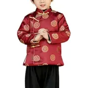 Boys Girls Quilted Hanfu Jacket Chinese New Year Tang Suit Top Toddler Kids Coat