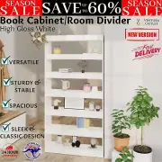 Book Cabinet Display Bookshelf Bookcase CD Shelves Stand Rack High Gloss White
