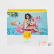Sun Squad Pink Unicorn Pool Swim XL Inflatable Tube Float 76.5" x 33" Q2