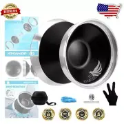 Professional Bi-Metal Yoyo with Precision Bearing & Glove - Black Silver S03