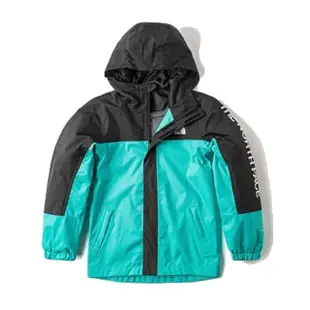 【The North Face】童 輕量防水透氣連帽休閒外套.防風休閒夾克.機能性風衣(8A48-PIN 泉水藍)