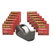 Scotch 600 Transparent Tape with Desktop Dispenser, 0.75 x 1000 Inch, Pack of 12