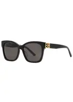 Balenciaga - Oversized Sunglasses Black, Designer-engraved Dark Grey Lenses, Gold-tone Designer Plaque at Arm, 100% UV Protection One Size