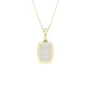 10k Yellow Gold Round Diamond Rectangle Cluster Pendant 1/10 Cttw