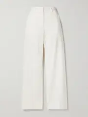 [Matteau] Matteau - Organic Cotton-blend Twill Straight-leg Pants - White - 2 2 White