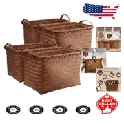 Rustic Wicker Storage Baskets - Pack of 4 for Home and Picnic Essentials