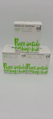 Oi Organic Cotton Tampons Regular 16 Ct Each Biocompact Applicator• 3 Boxes