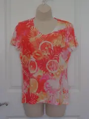 NWT Chico's sz 0 Blouse Top T shirt Fruit Leaf Zing s/s Weekends $45
