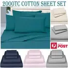 2000TC Egyptian Cotton Sheet Set Bed Flat Fitted Single/Double/Queen/King